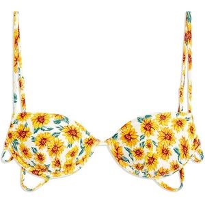 WeWoreWhat Sunflower Ruched Underwire  Bikini Top